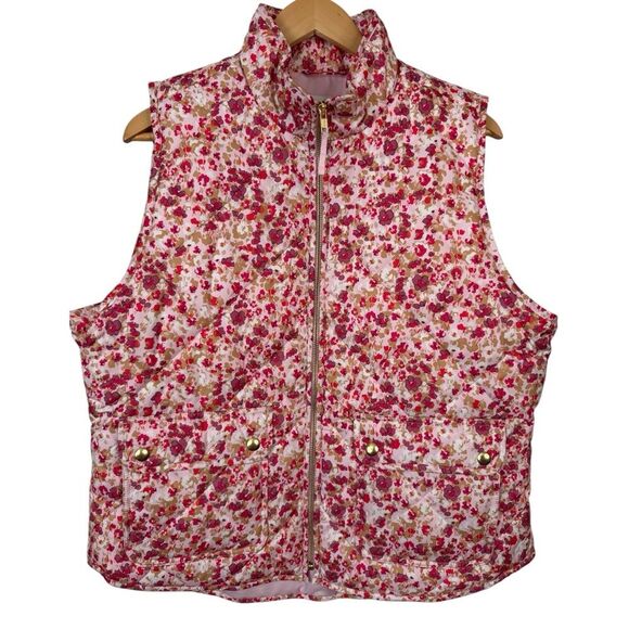 J. Crew Jackets & Blazers - J. Crew Women's Floral Quilted Sleeveless Vest Size L EUC
